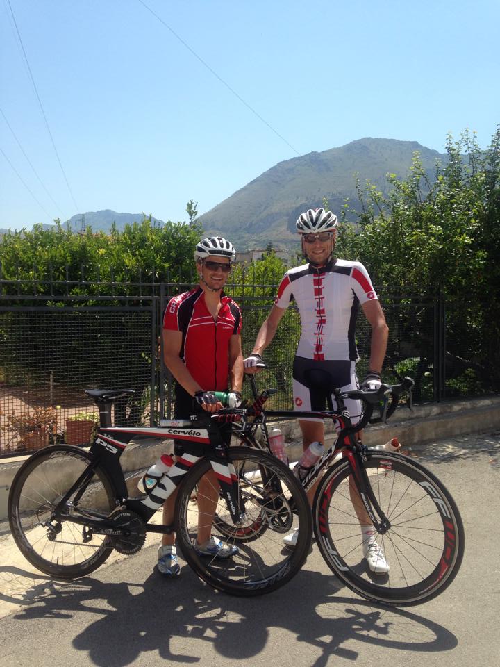 Marco and I after a ride in sunny Sicily